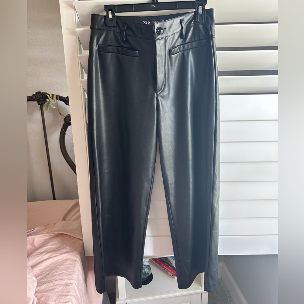 Zara Wide Leg Leather Pants